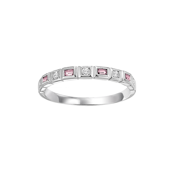 10kw mix bezel pink tourmaline band 1/10ct