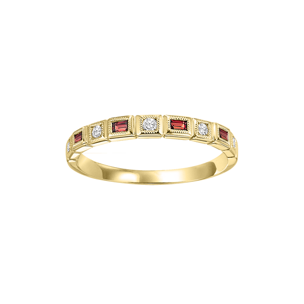10ky mix bezel garnet band 1/10ct