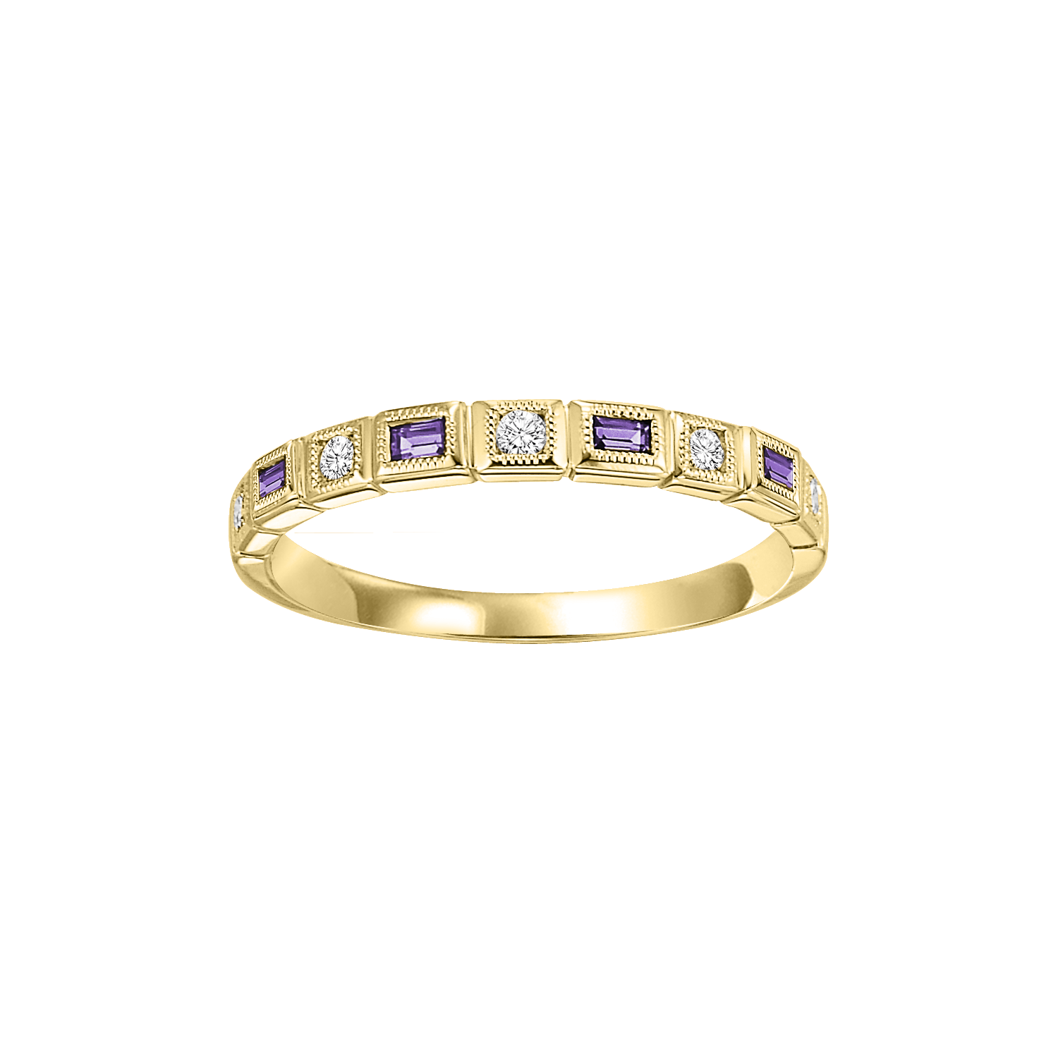 10ky mix bezel amethyst band 1/10ct