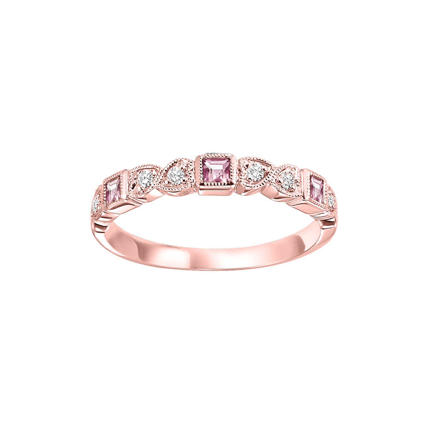 10kr mix bezel pink tourmaline band 1/10ct