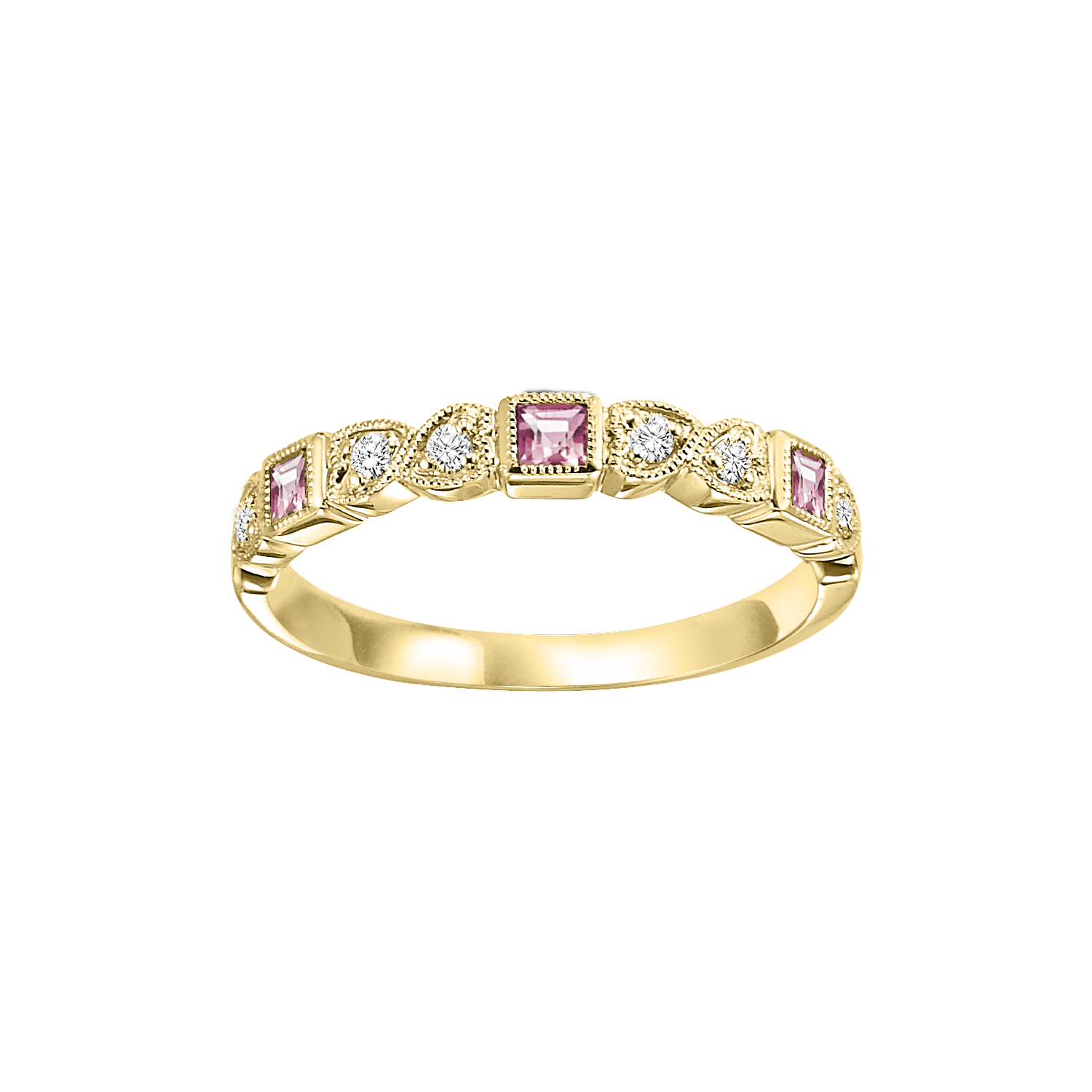 10ky mix bezel pink tourmaline band 1/10ct