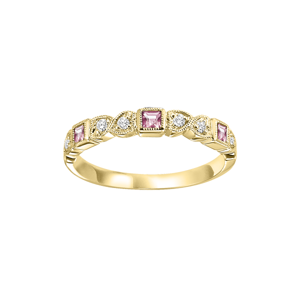 10ky mix bezel pink tourmaline band 1/10ct