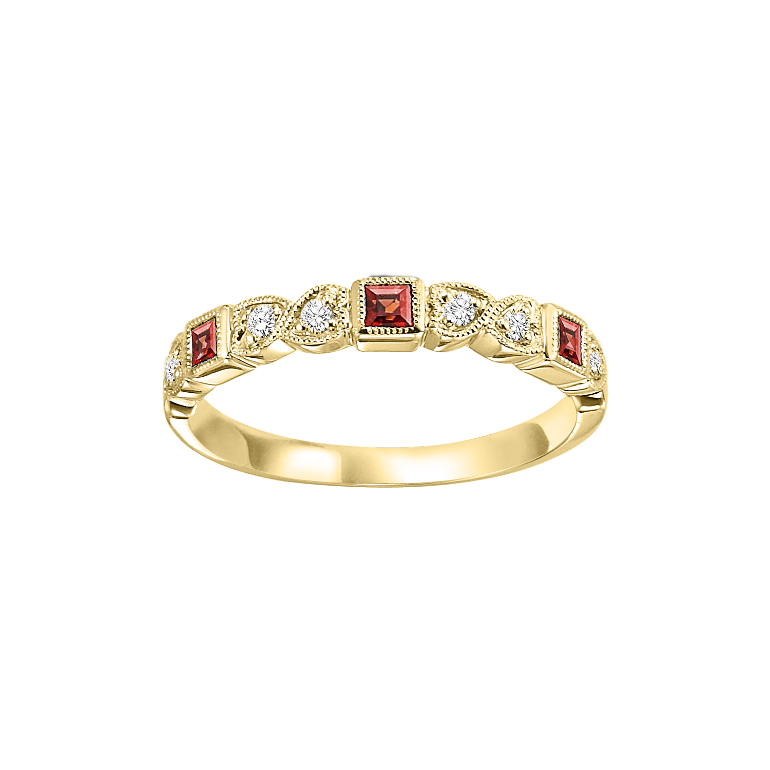 10ky mix bezel garnet band 1/10ct