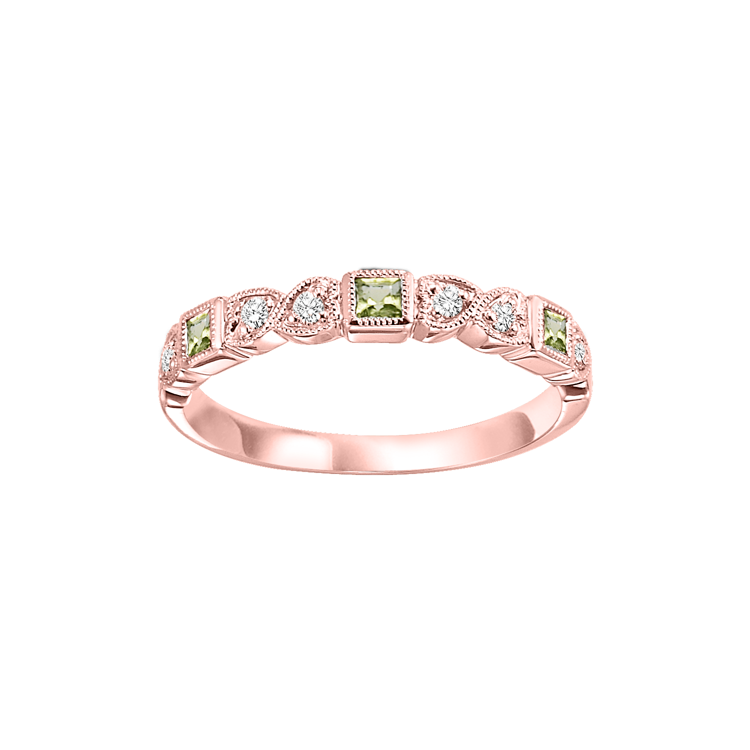 10kr mix bezel peridot band 1/12ct