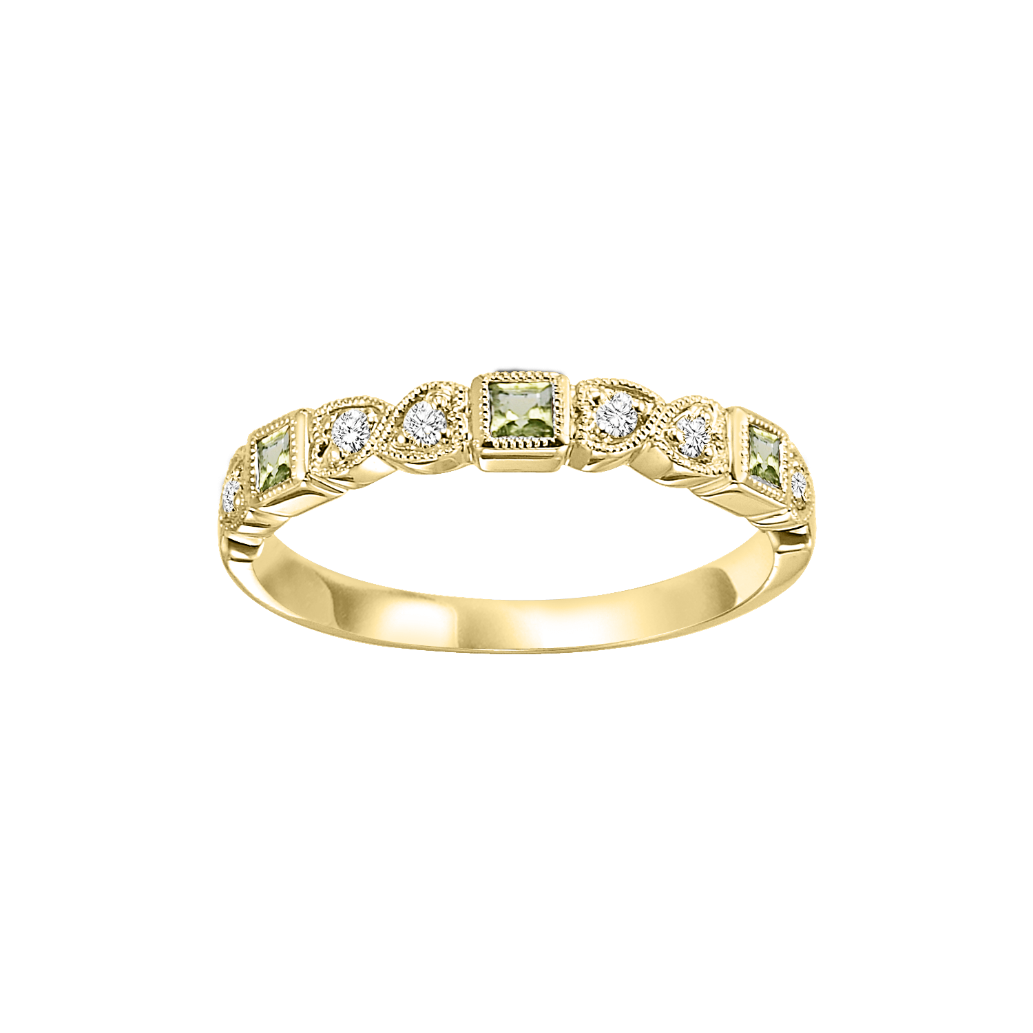 10ky mix bezel peridot band 1/12ct
