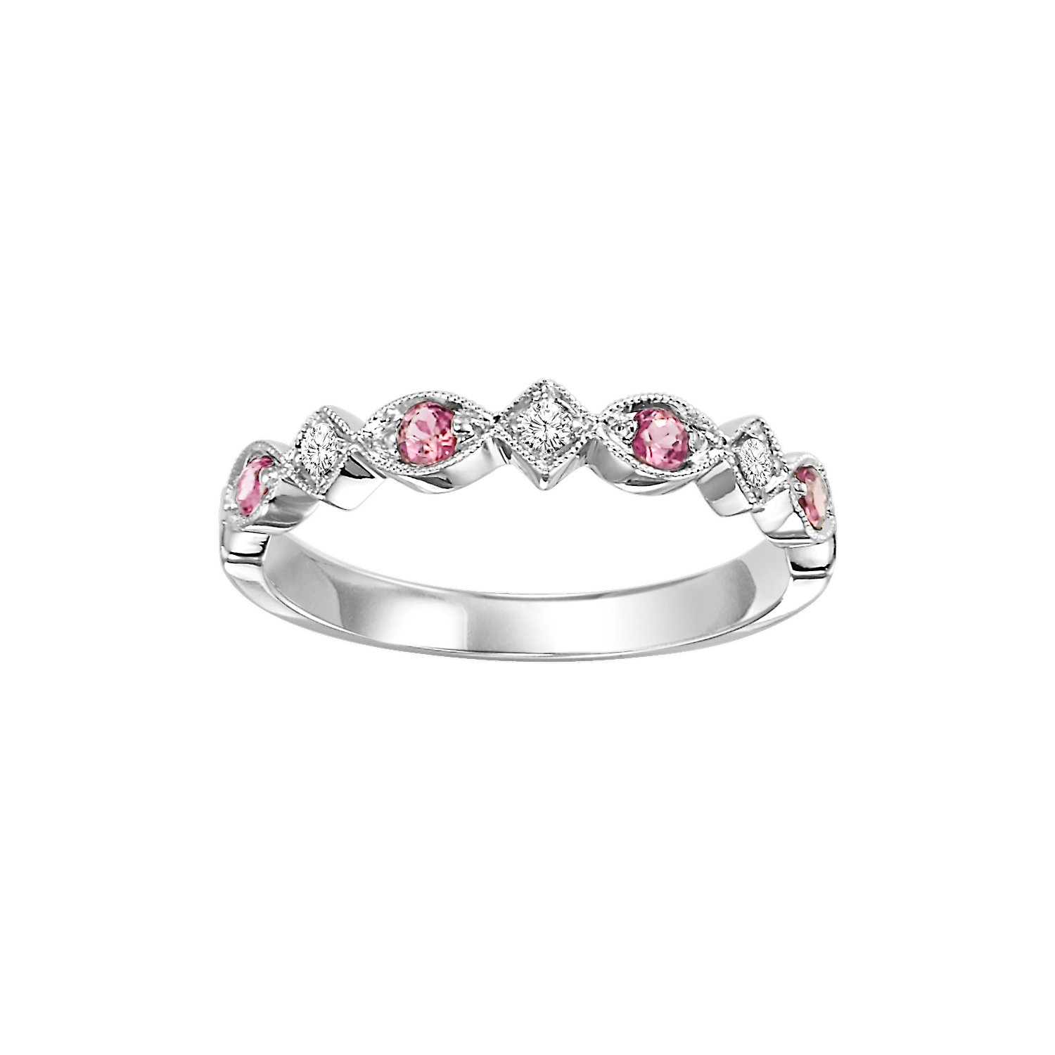 10kw mix prong pink tourmaline band 1/20ct