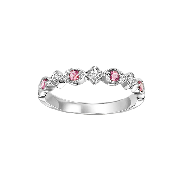 10kw mix prong pink tourmaline band 1/20ct