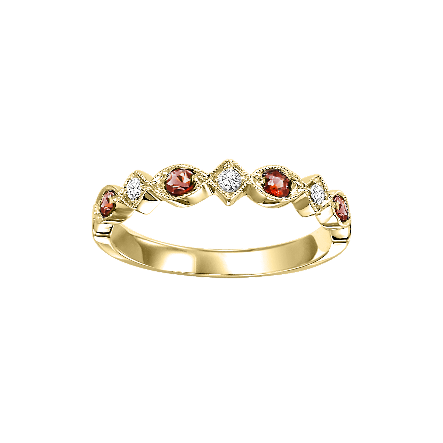 10ky mix prong garnet band 1/20ct