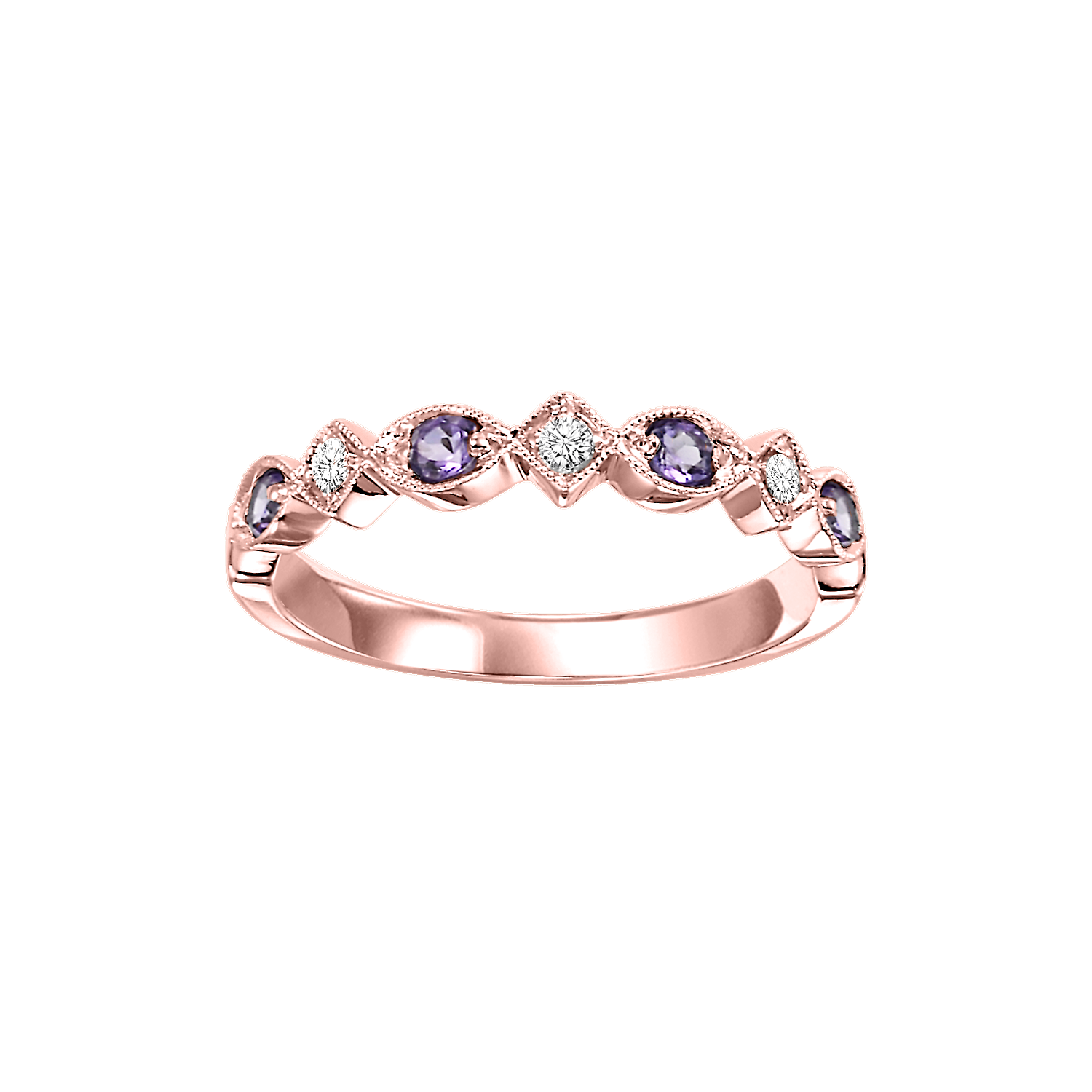 10kr mix prong amethyst band 1/20ct