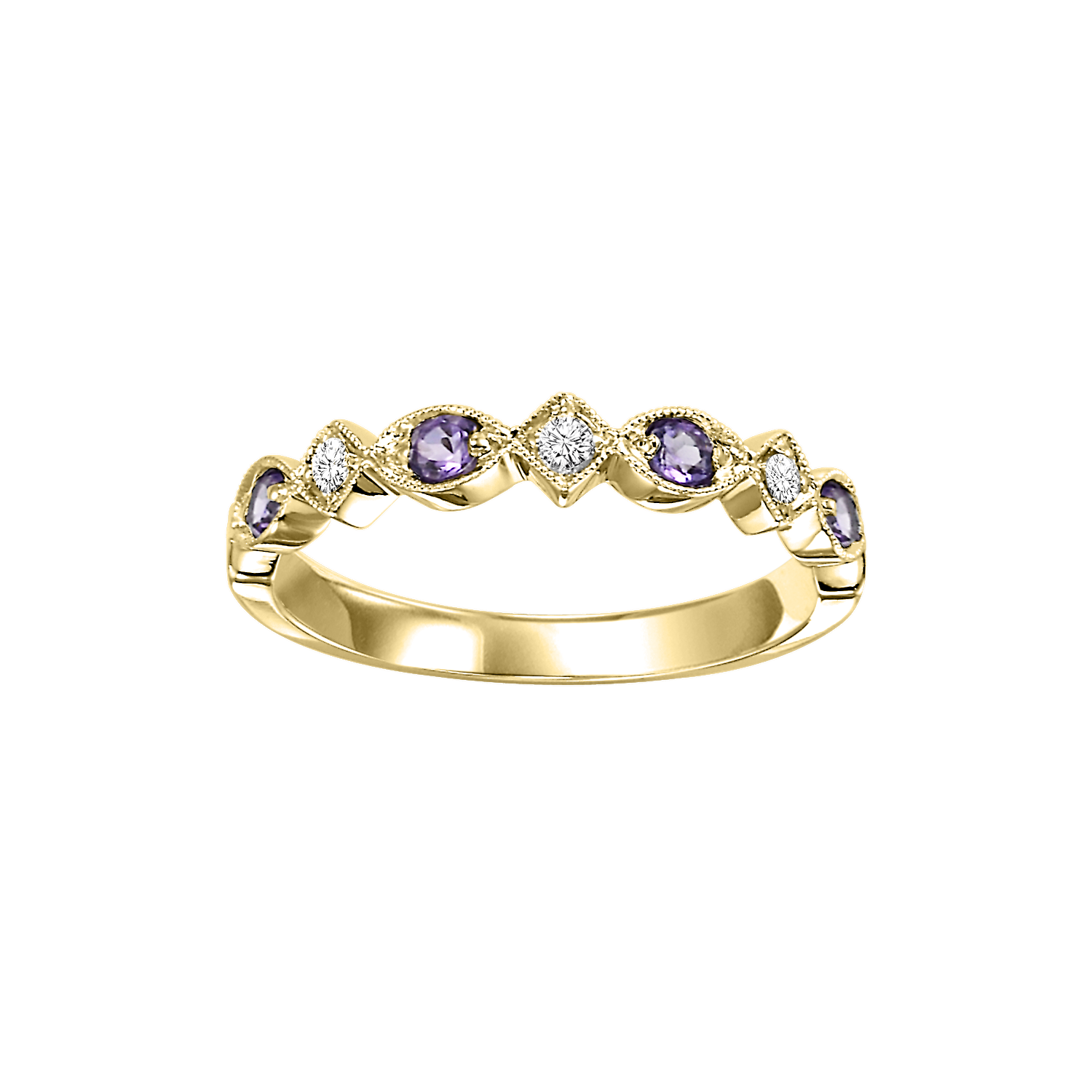 10ky mix prong amethyst band 1/20ct