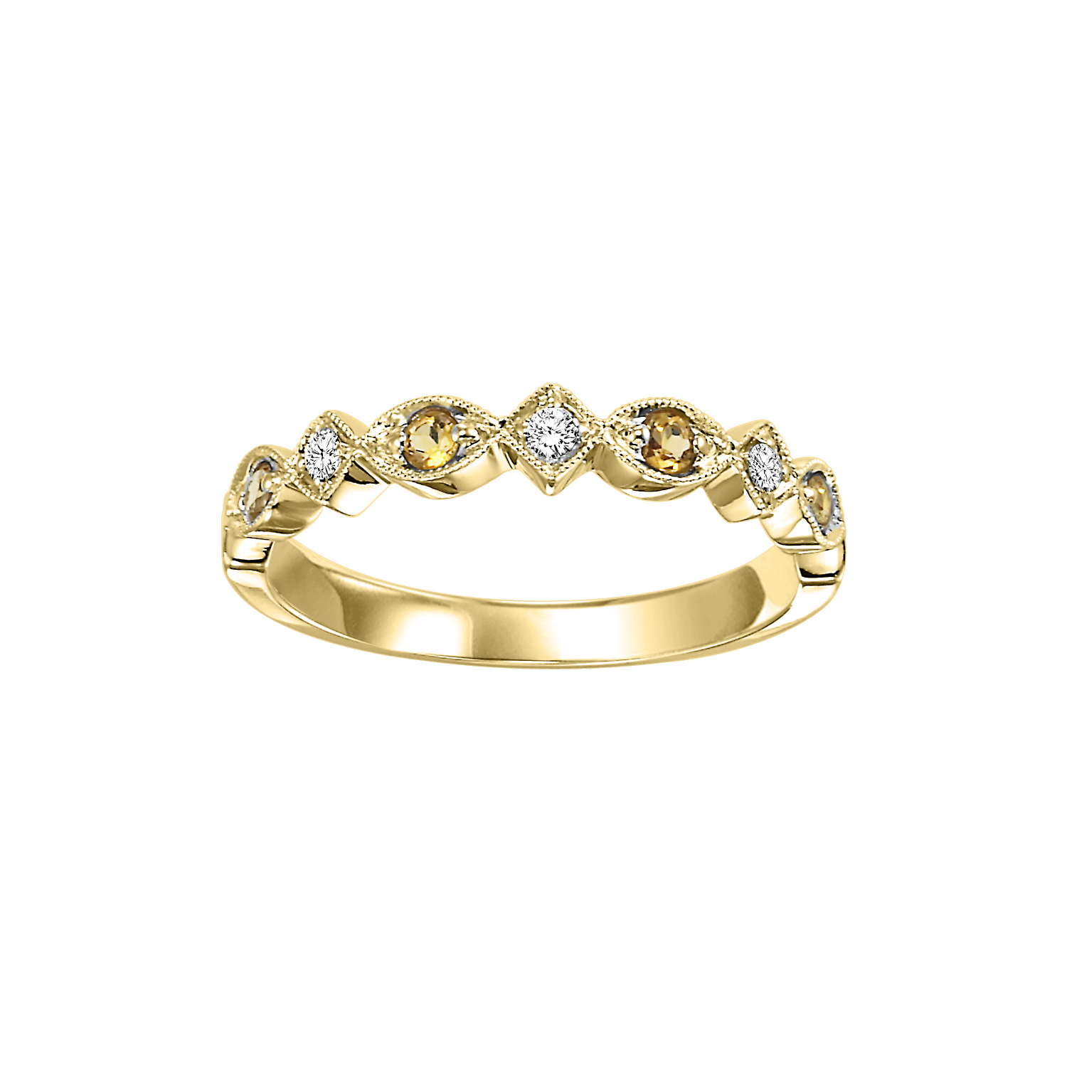 10ky mix prong citrine band 1/20ct