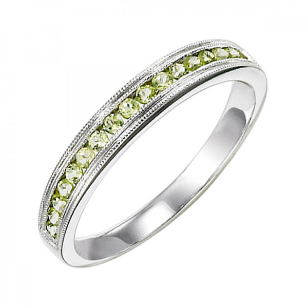 10K White Gold Stackable Peridot Band 0.33CTW