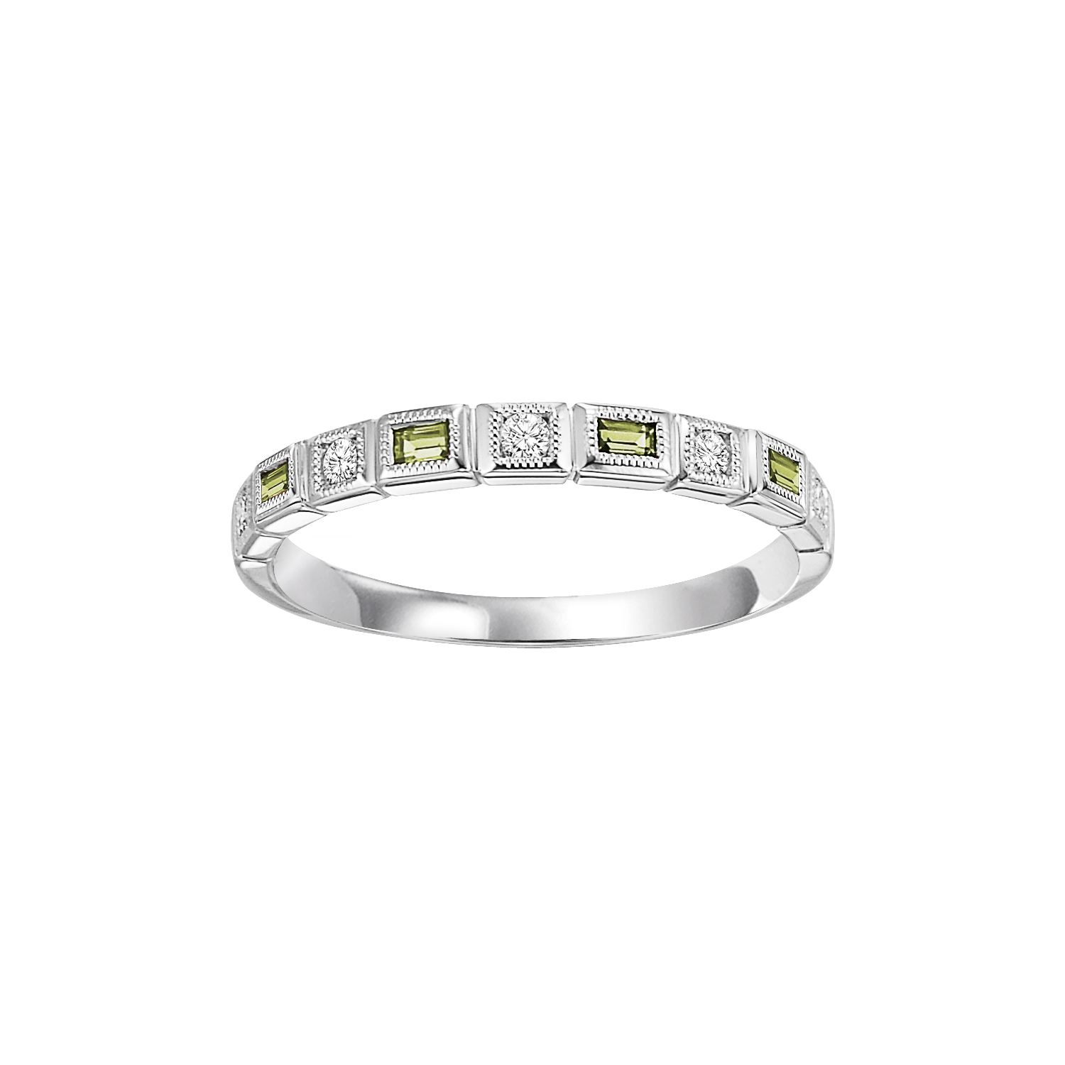 14kw mix bezel peridot band 1/12ct, rg73431-4wb