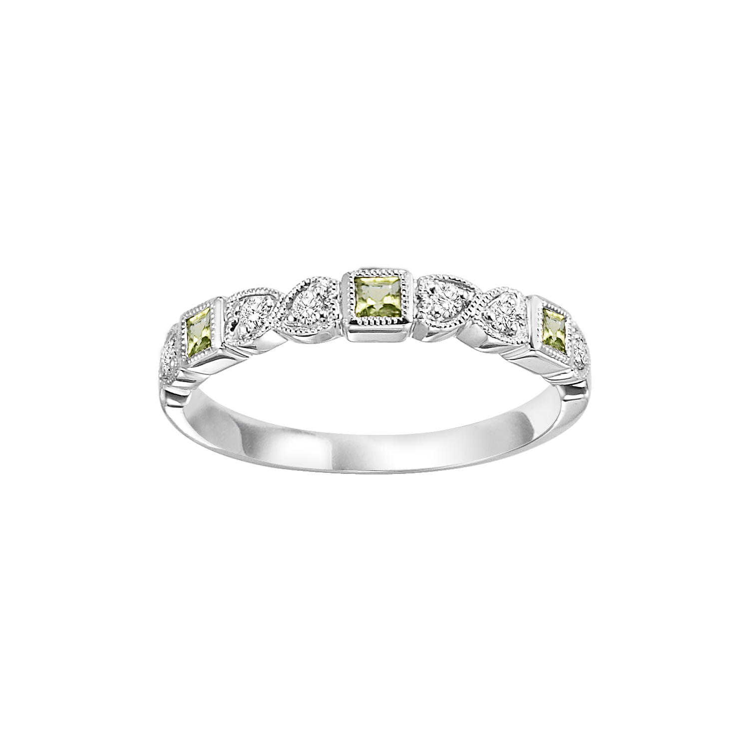 14kw mix bezel peridot band 1/10ct, se7100g4-4w