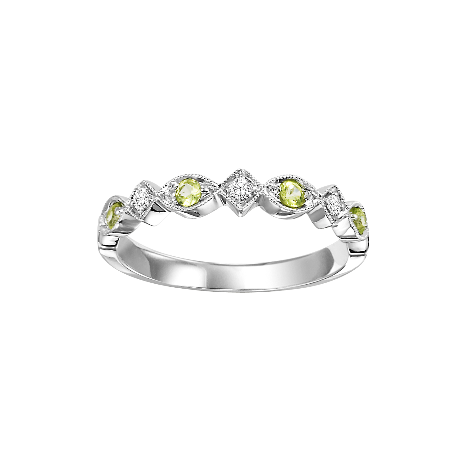 14kw mix prong peridot band 1/20ct, rg71637-4wb