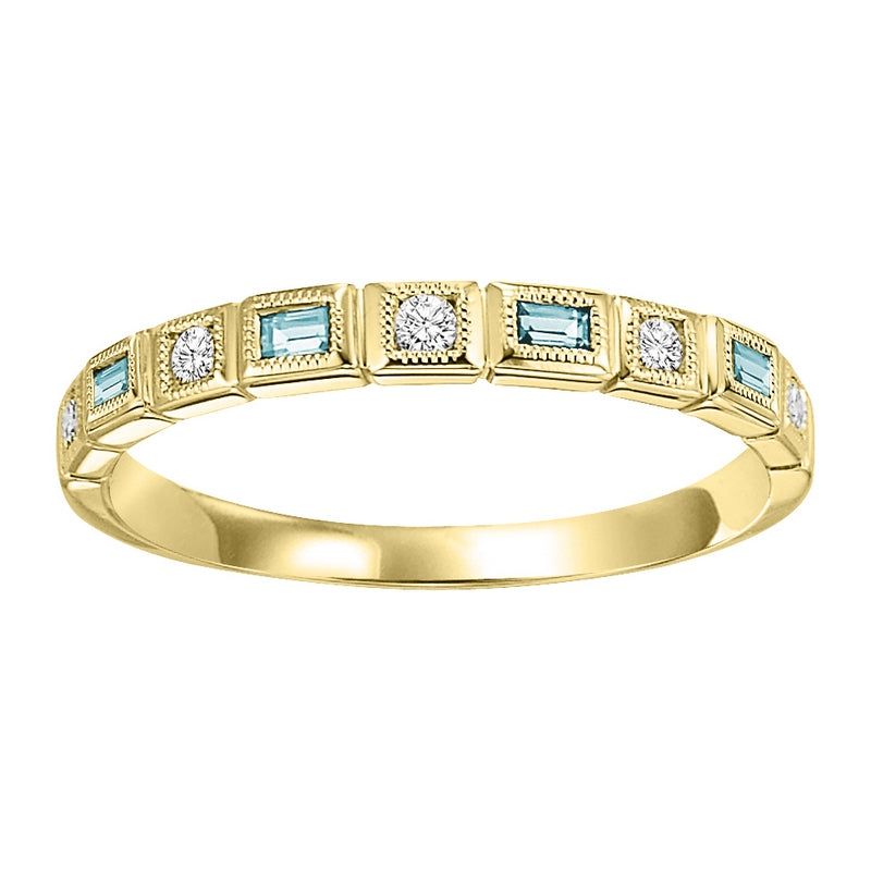 10ky mix bezel aquamarine band 1/12ct