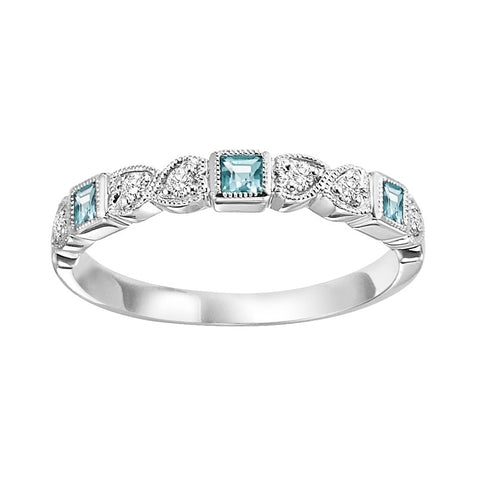 10kw mix bezel aquamarine band 1/10ct