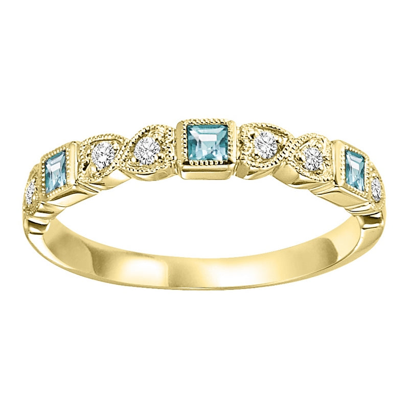 10ky mix bezel aquamarine band 1/10ct