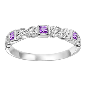 10K White Gold Mix Bezel Alexandrite Band 1 10CT