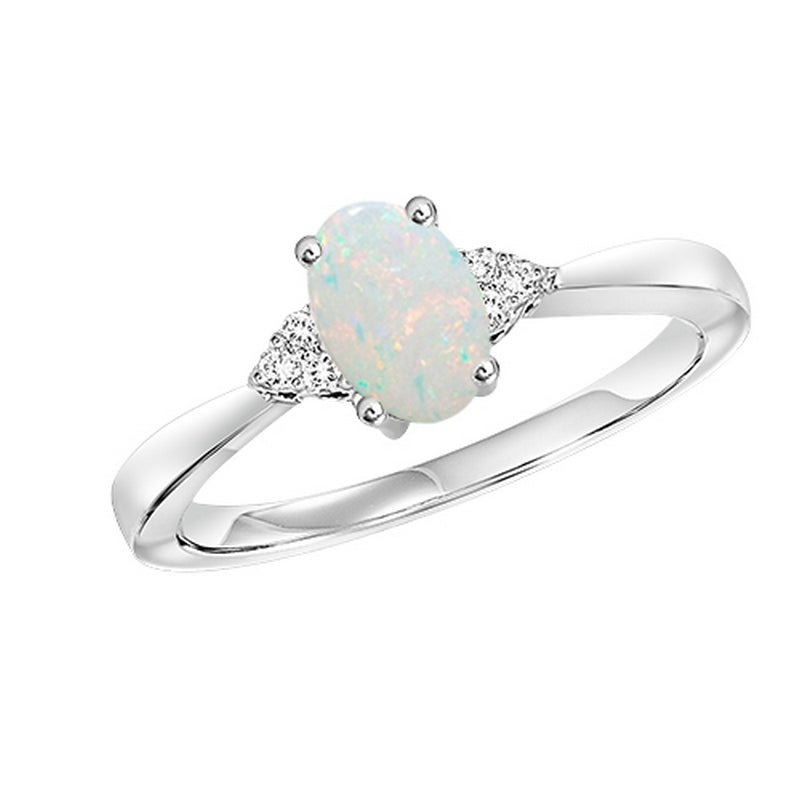 White opal ring with 2025 diamonds