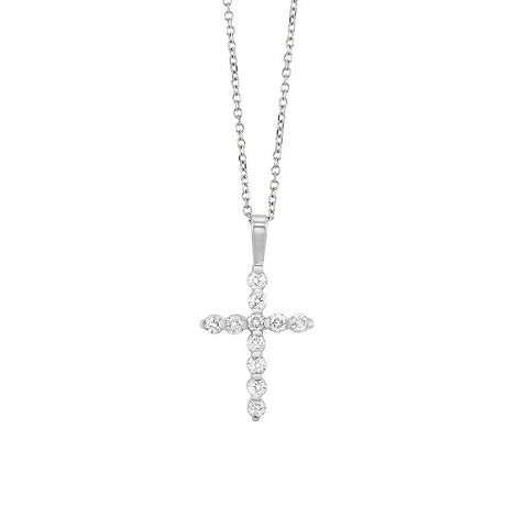 14kw cross prong diamond necklace 1/10ct, fr1221-1w