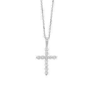 14kw cross bar set diamond necklace 1/5ct, fr1245-4w