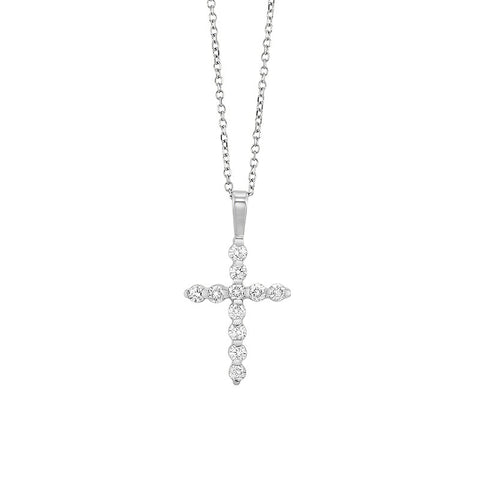 14kw cross bar set diamond necklace 1/5ct, fr1245-4w