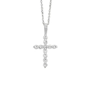 14kw cross bar set diamond necklace 1/2ct, fr1035-1p