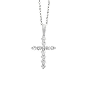 14kw cross bar set diamond necklace 3/4ct, fr1078-4p