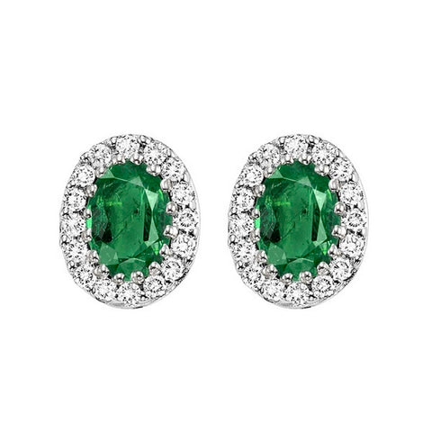 14kw color ens halo prong emerald earrings 1/5ct, rg70624-4wc