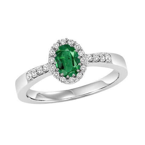 14kw color ens halo prong emerald ring 1/8ct, rg68826-4wc