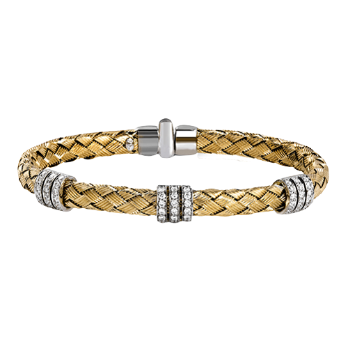 Simon G  lb2090 Woven Bangle in 18k Gold with Diamonds