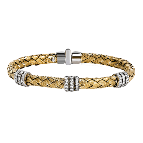 Simon G  lb2090 Woven Bangle in 18k Gold with Diamonds