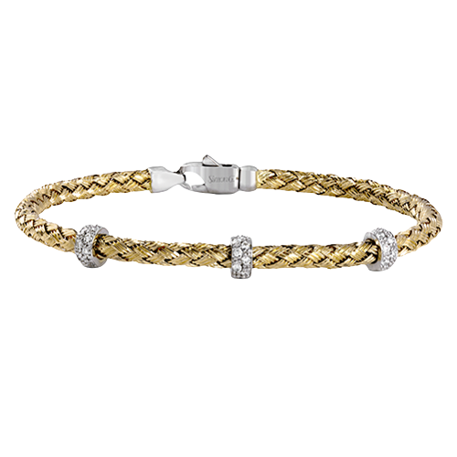 Simon G  lb2093 Woven Bangle in 18k Gold with Diamonds
