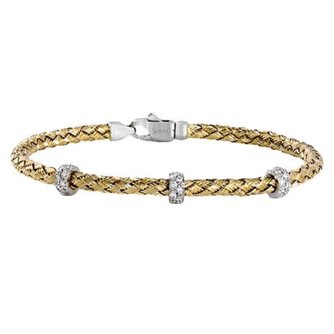 Simon G  lb2093 Woven Bangle in 18k Gold with Diamonds