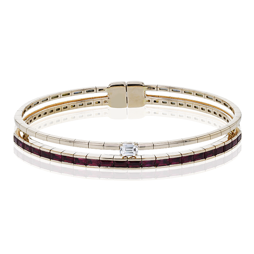 Simon G  lb2441 Ruby Bangle in 18k Gold with Diamonds