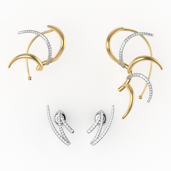 Simon G Rays of the Sun Earring Set in 18k Gold with Diamonds