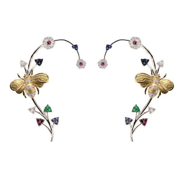 Simon G le2335 Bee Cuff Earrings in 18k Gold with Diamonds