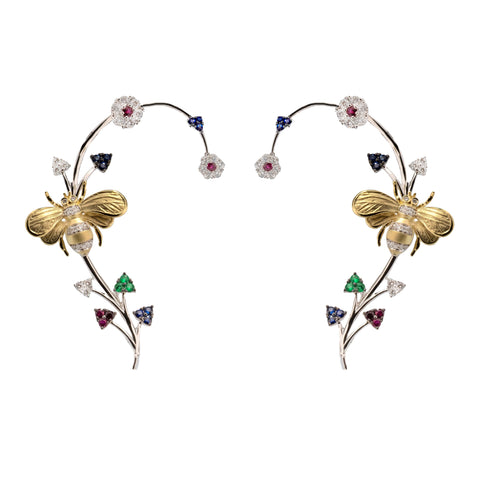 Simon G le2335 Bee Cuff Earrings in 18k Gold with Diamonds