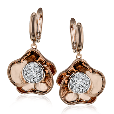 Simon G le2644 Flower Earring in 18k Gold with Diamonds