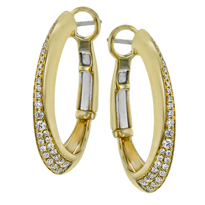 Simon G le4402 Clio Hoop Earrings in 18k Gold with Diamonds