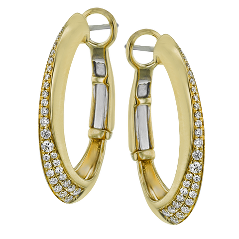 Simon G le4402 Clio Hoop Earrings in 18k Gold with Diamonds