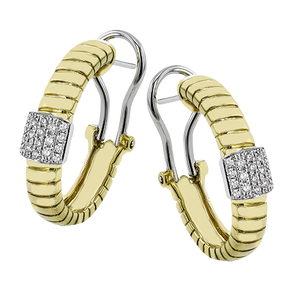 Simon G le4614 Huggie Hoop Earrings in 18K Gold with Diamonds