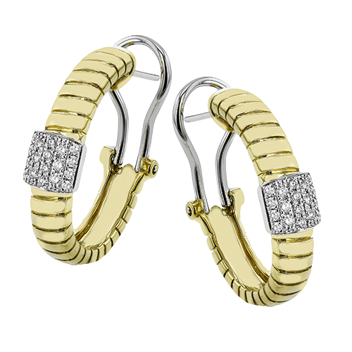 Simon G le4614 Huggie Hoop Earrings in 18K Gold with Diamonds