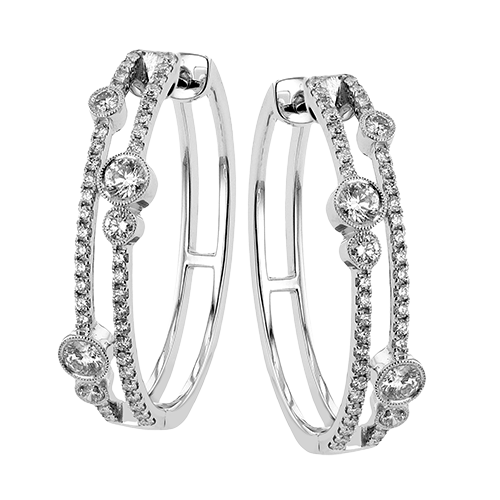 Simon G le4663 Hoop Earrings in 18k Gold with Diamonds