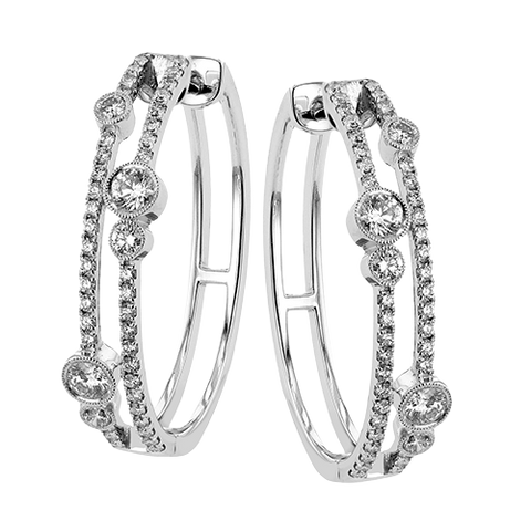 Simon G le4663 Hoop Earrings in 18k Gold with Diamonds