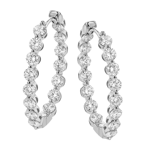 Simon G le4681 Hoop Earrings in 18K Gold with Diamonds