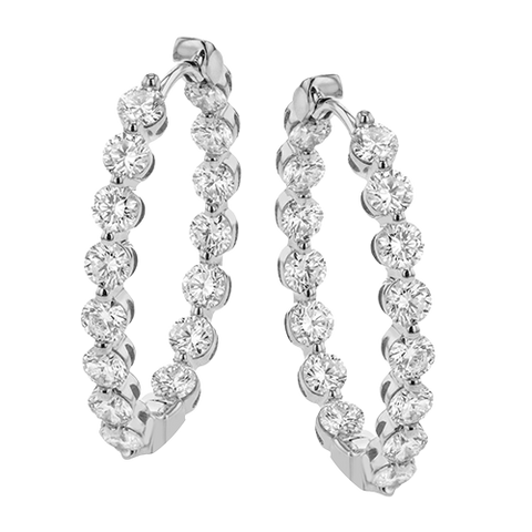 Simon G le4681 Hoop Earrings in 18K Gold with Diamonds