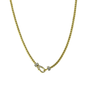 Simon G ln4063 Buckle Necklace in 18k Gold with Diamonds