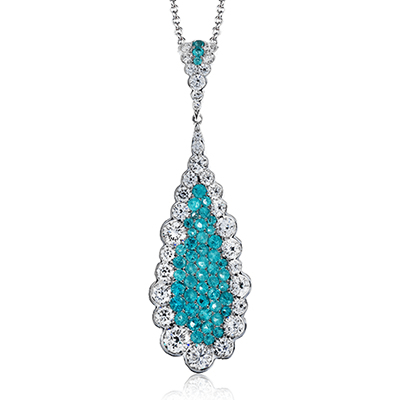 Simon G lp4311 Tempera Paraiba Pendant Necklace in 18k Gold with Diamonds